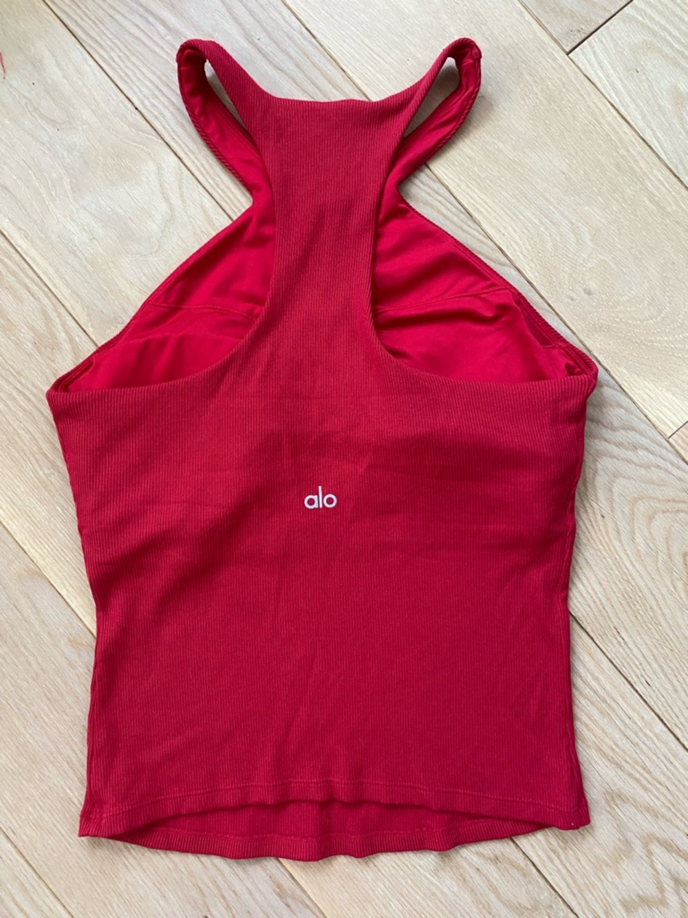 Alo Ribbed Mesmerize Bra Tank Bold Red